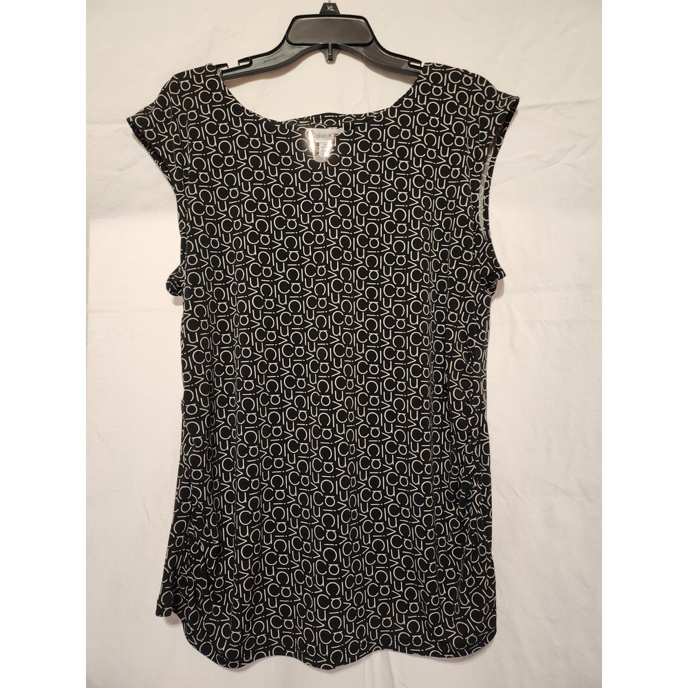 Calvin Klein~Women's Sleeveless~CK Print Top~Black/White~Size XL~RN 54163~NWT